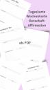 Doku Tageskarte, Botschaft, Affirmation als ausdruckbares PDF in grautönen